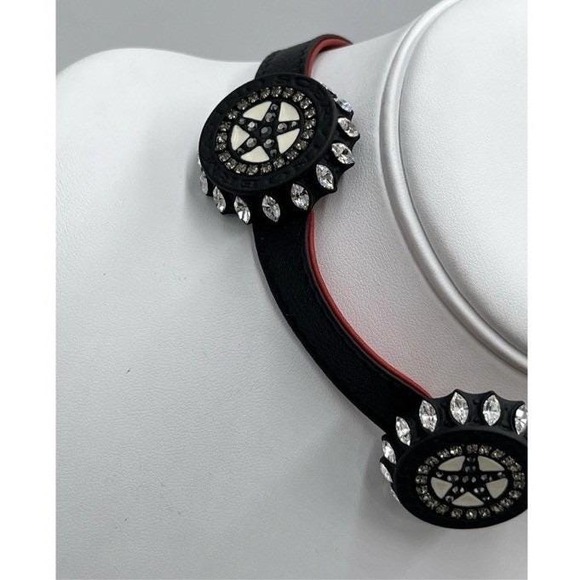 Ermanno SCERVINO French Designer‎ Black Leather Chain Caps Goth Choker Necklace - Picture 6 of 11